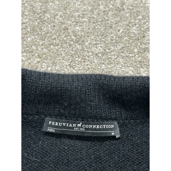 Peruvian Connection Women’s M Baby Alpaca Black Cardigan Sweater Coat Soft Fuzzy - Picture 4 of 6